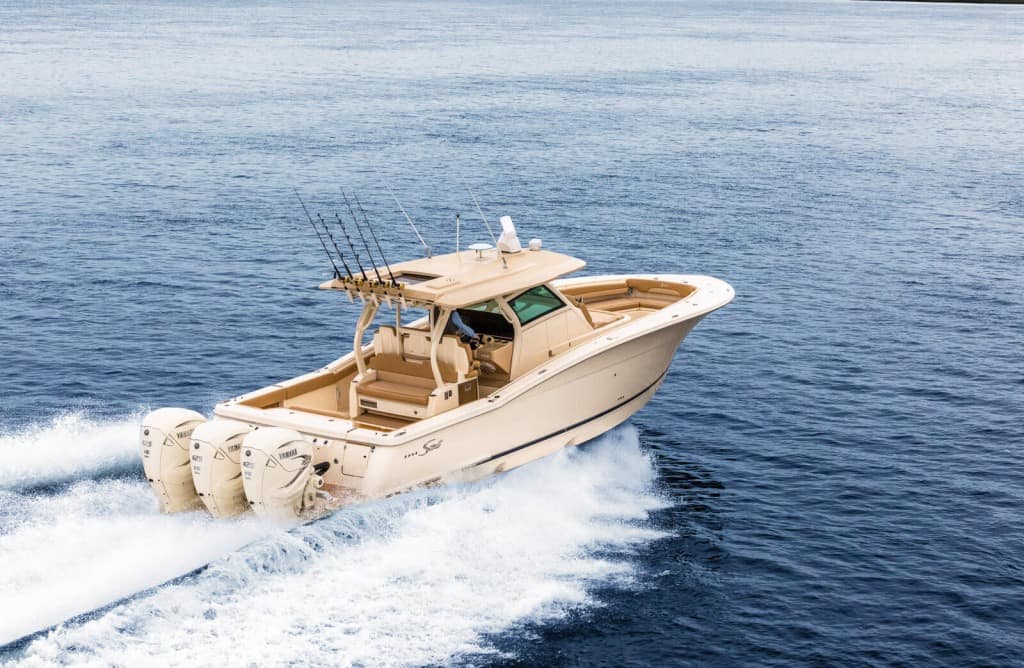 380LXF running Scout white hull